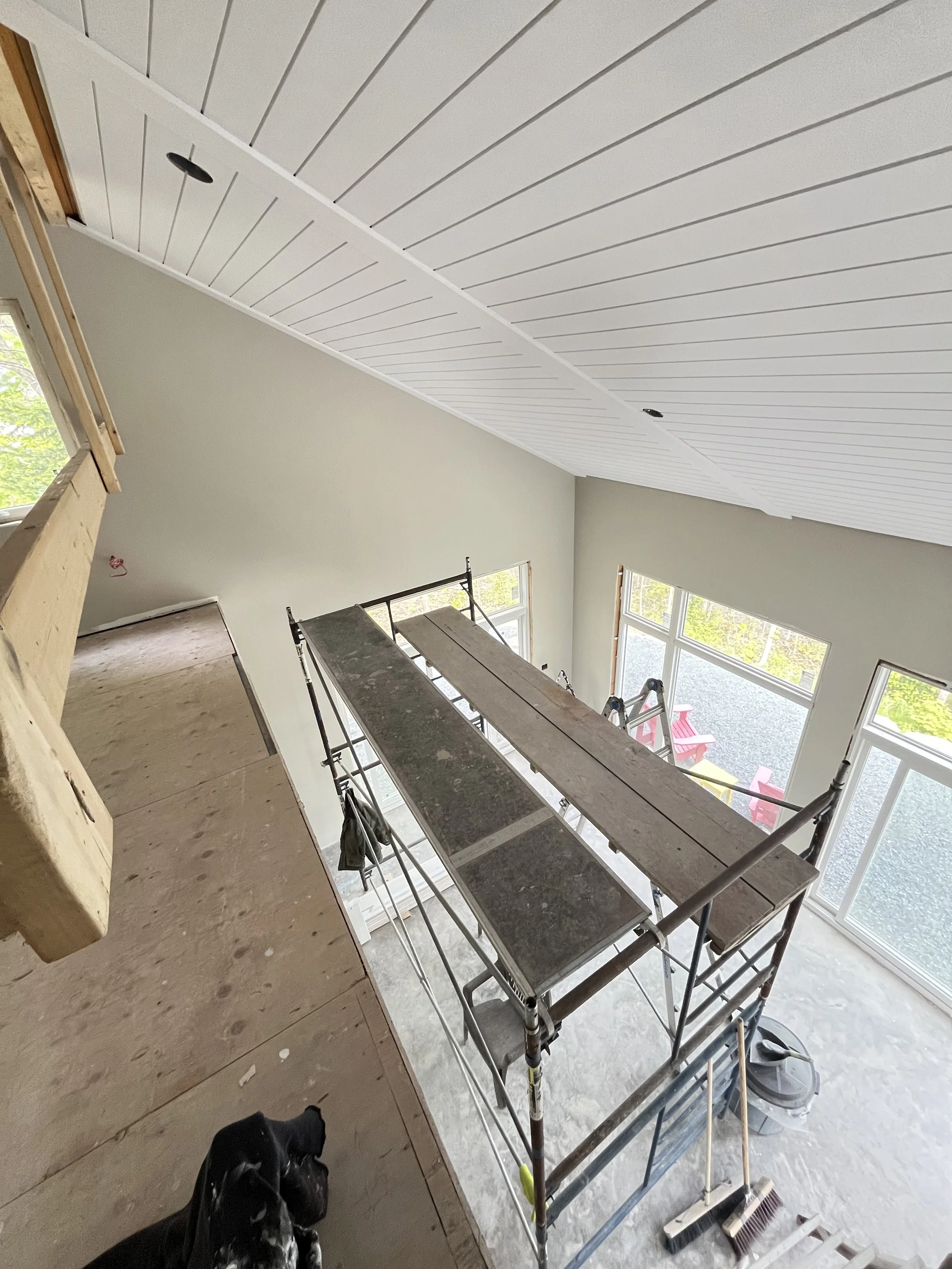 shiplap ceiling painting