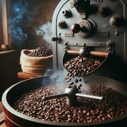 Coffee roaster roasting dark roast coffee beans