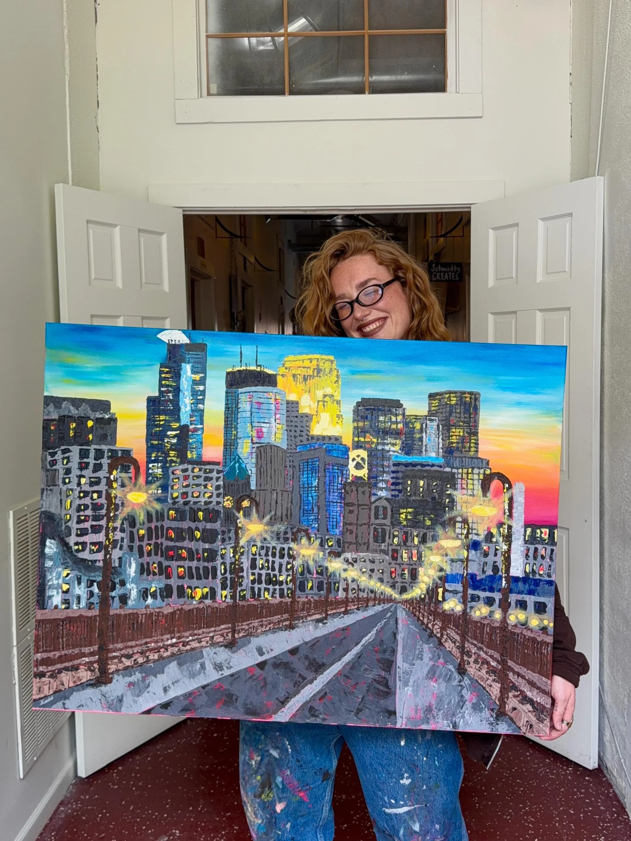 NEW PAINTING!!

This painting is painted 95% with just my pallet knife of the Minneapolis skyline view from the Stone Arch Bridge ✨I ambitiously started this painting 6 days ago and finished it just in time for art-a-whirl this weekend! 

Acrylic on 