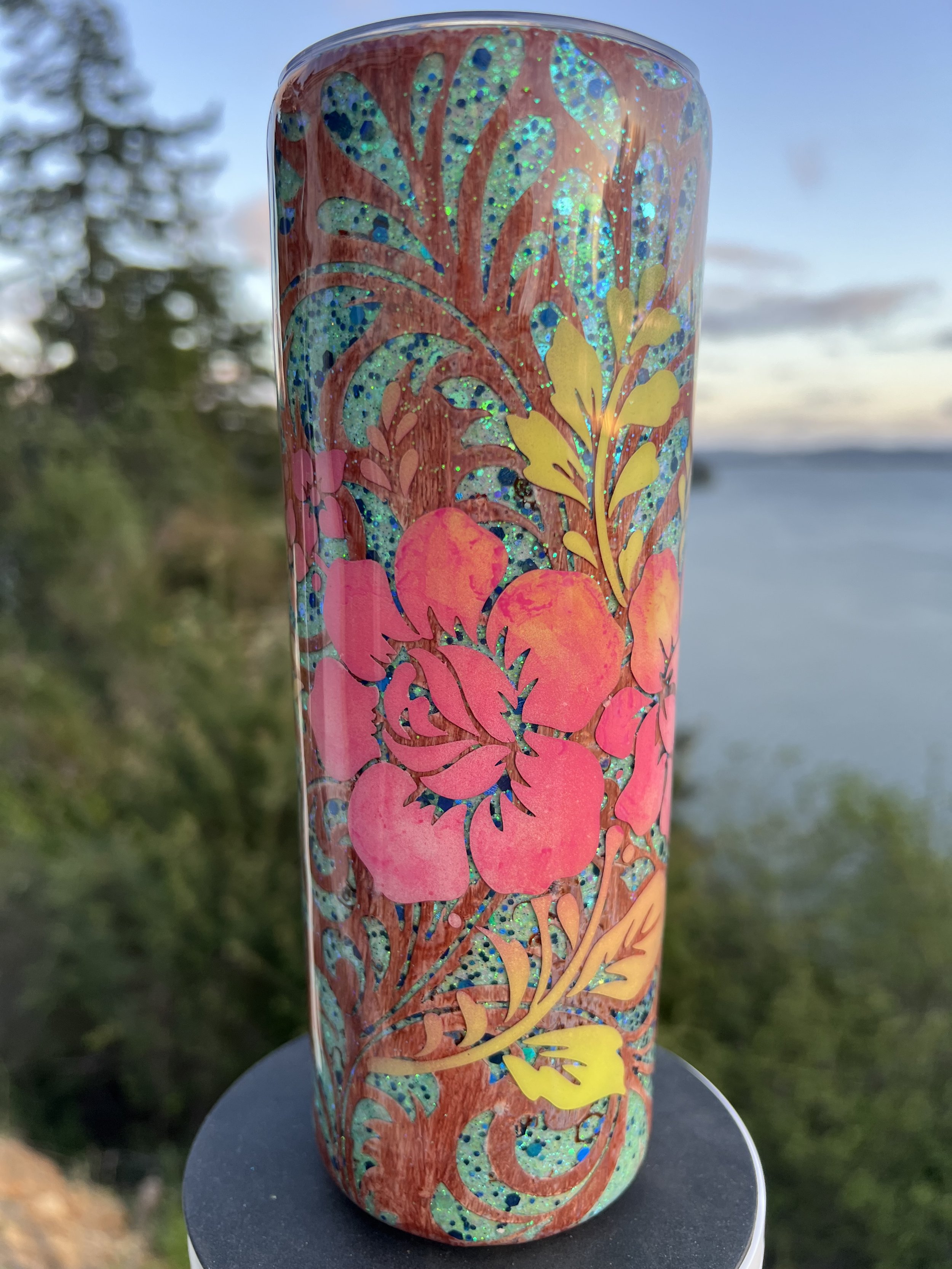 Tooled floral Tumbler