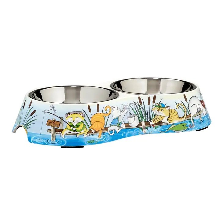 Cats Gone Fishing Double Serve Pet Bowls