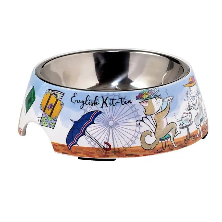 Traveling Cats Small Pet Bowl w SS Insert