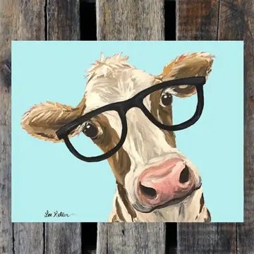 Metal Sign - Cow Wearing Glasses