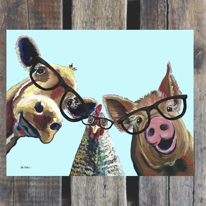 Metal Sign - Farm Trio Wearing Glasses