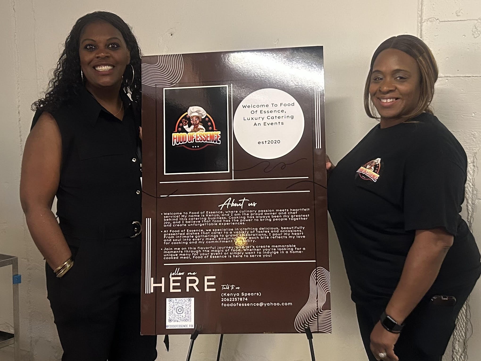 Monique Shields and caterer at event