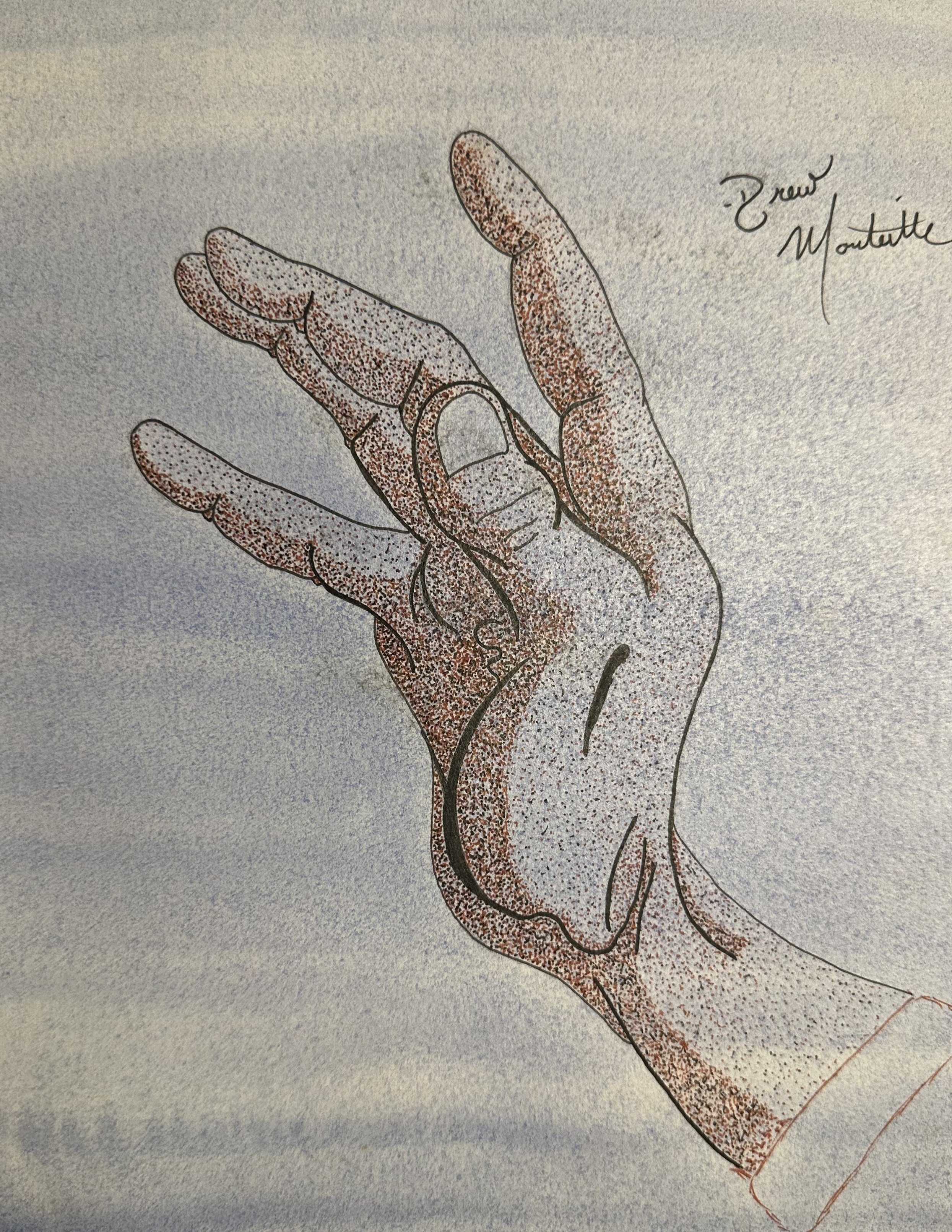 Human Hand Study
Sepia and Black Pen and Ink with Watercolor wash