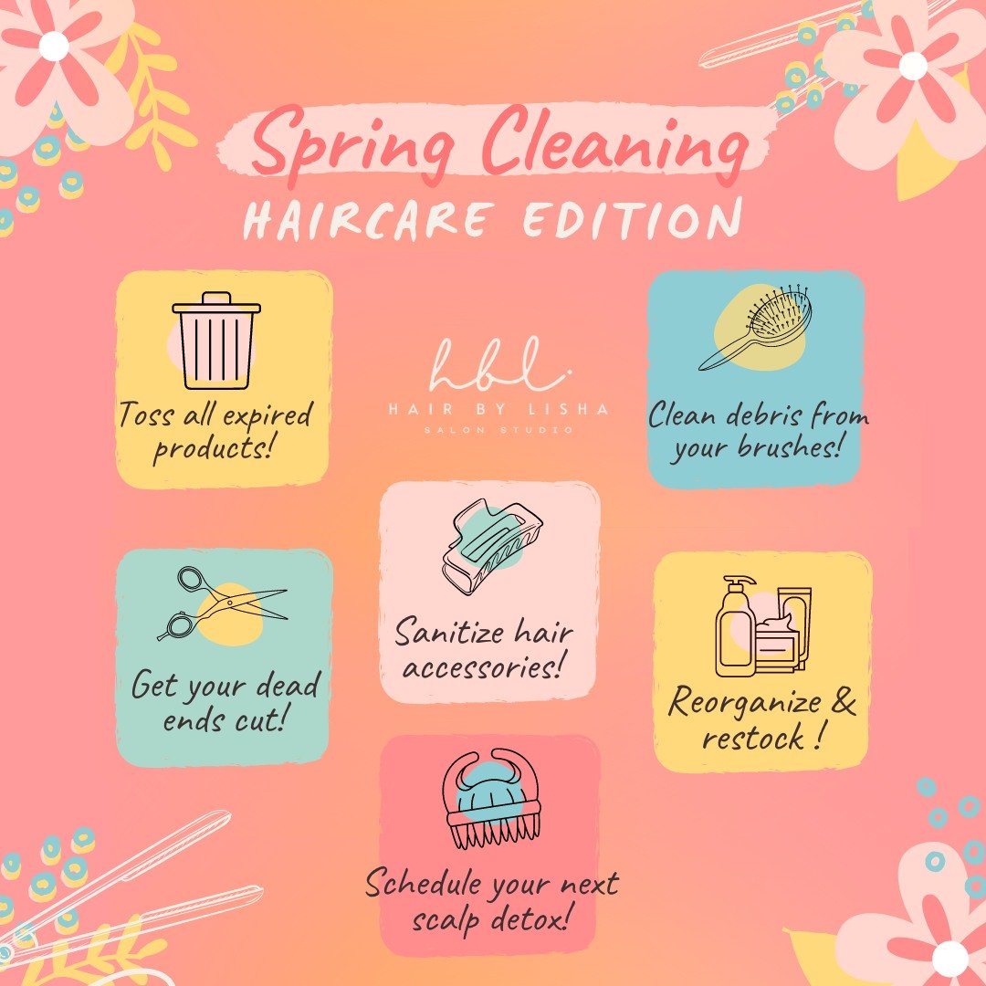 🌸 Don't forget to add haircare to your spring cleaning list 🌸 Matter of fact...Scooch it on up to the top of list 😉 #springcleaning2024 #SpringCleaningTips #hairtrends #columbusgahair