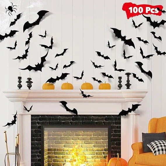 Halloween Bats Wall Decor 100pcs