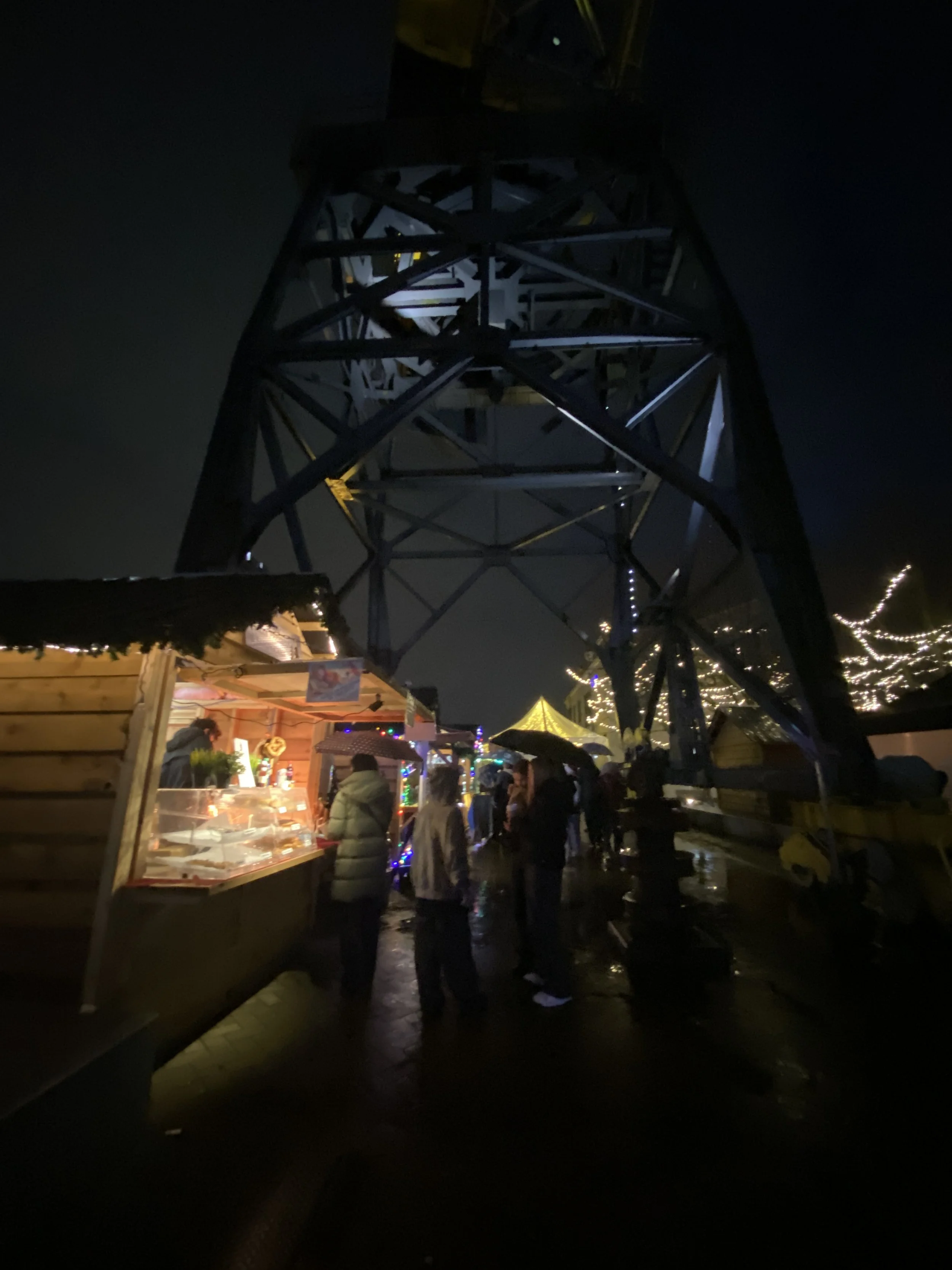 The Christmas market at night.