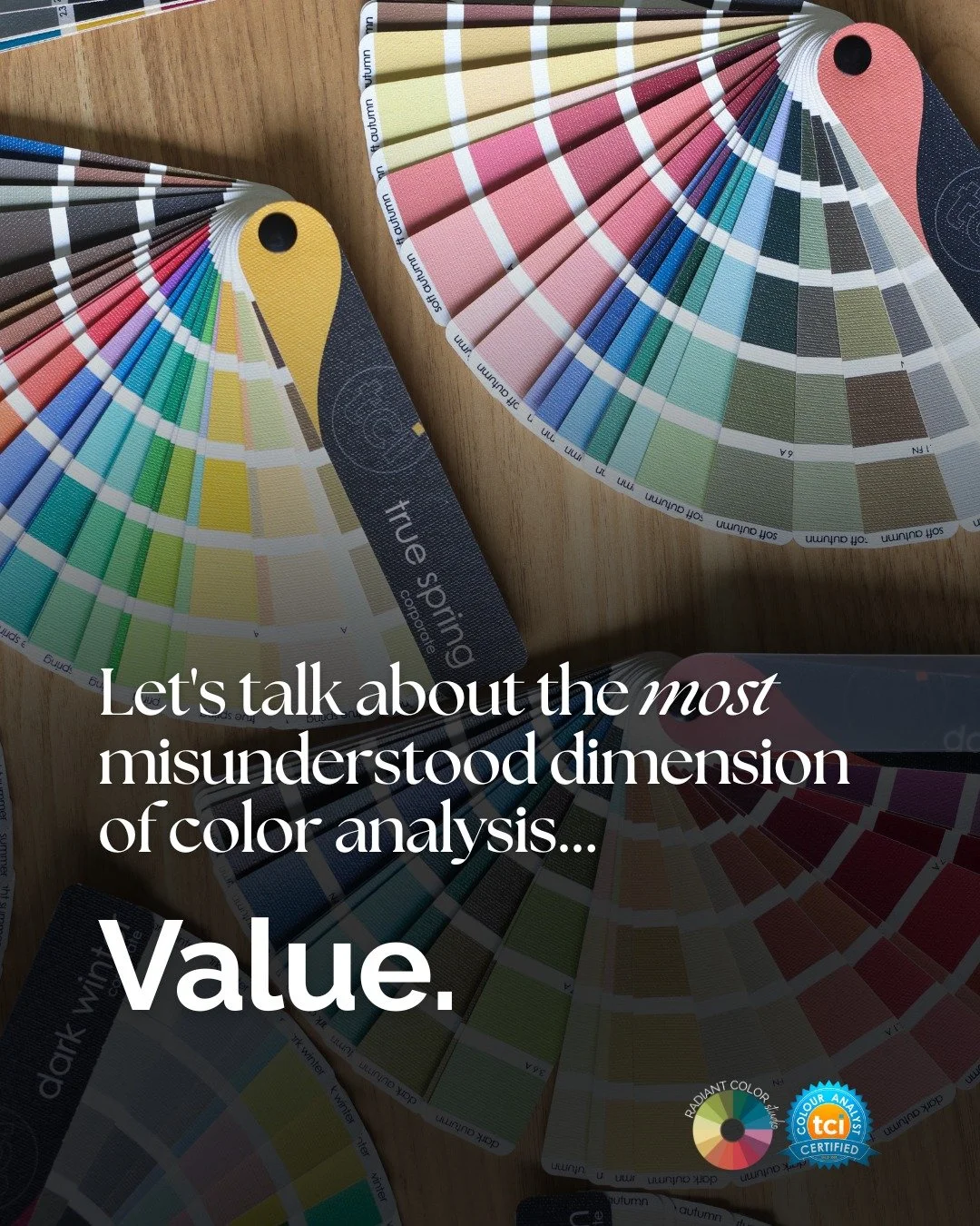 Let's talk about the most misunderstood dimension of color analysis: VALUE. 🎨
 
When most people hear "color analysis," they think warm vs. cool. But that's just ONE of the three dimensions the TCI Method evaluates.
 
VALUE is the lightnes