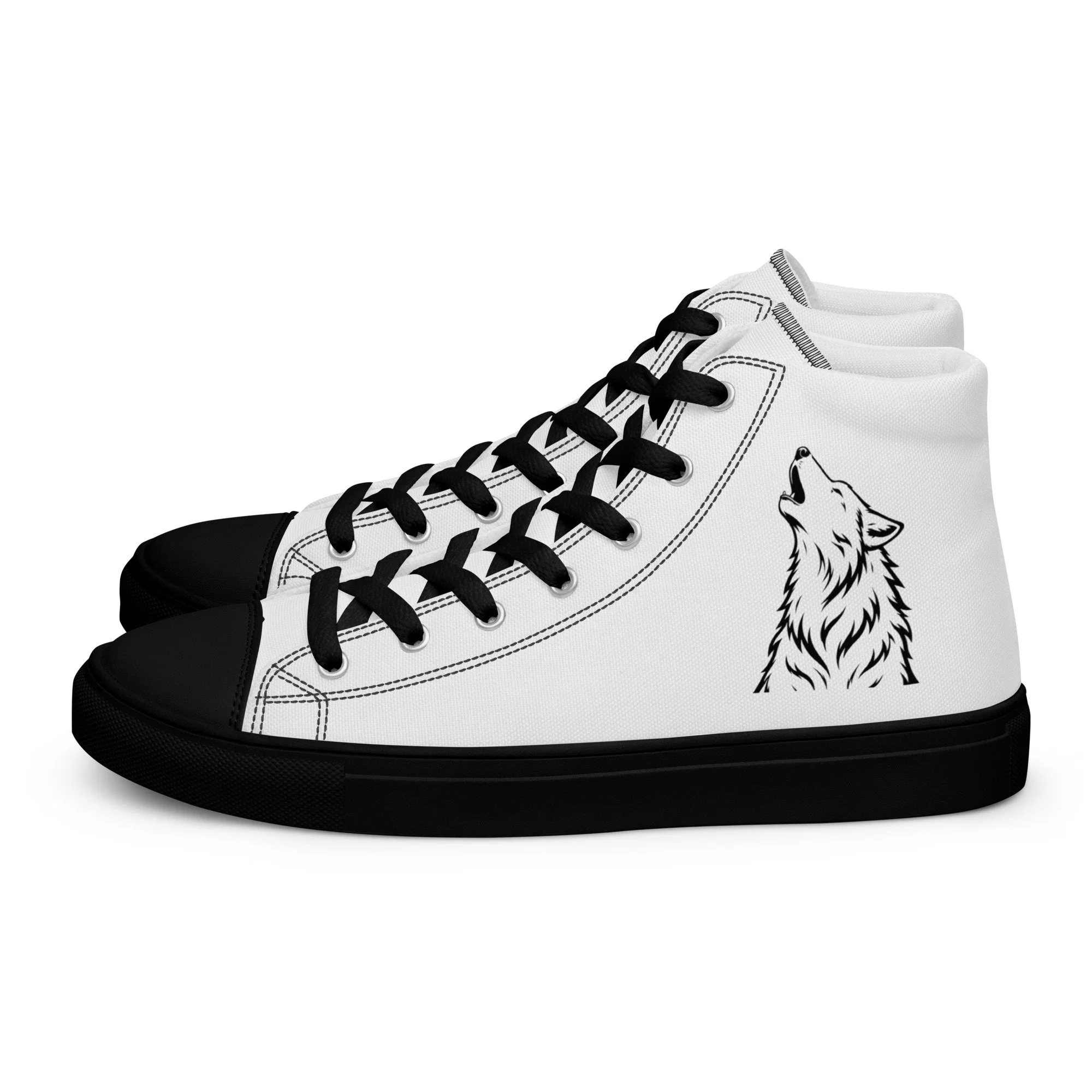 Jack Wild Wolf Men's High Top Canvas Shoes