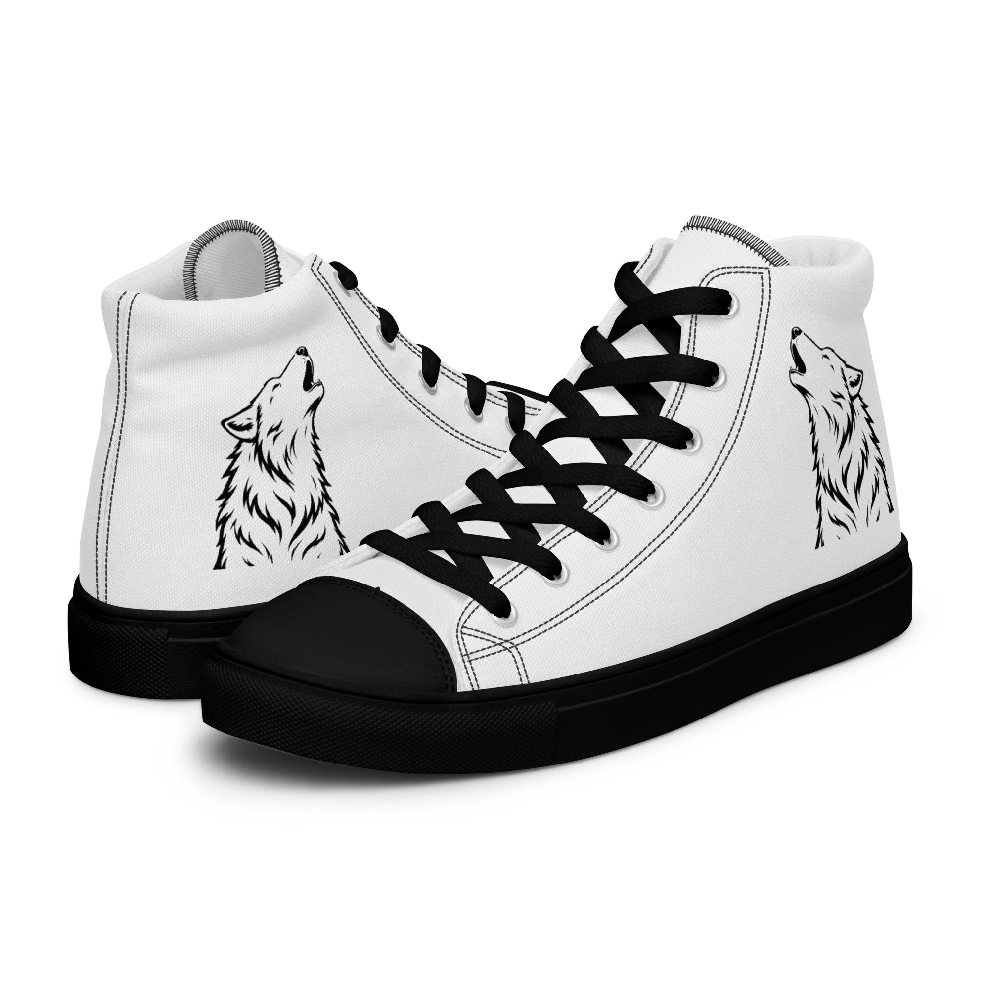 Jack Wild Wolf Women's High Top Canvas Shoes