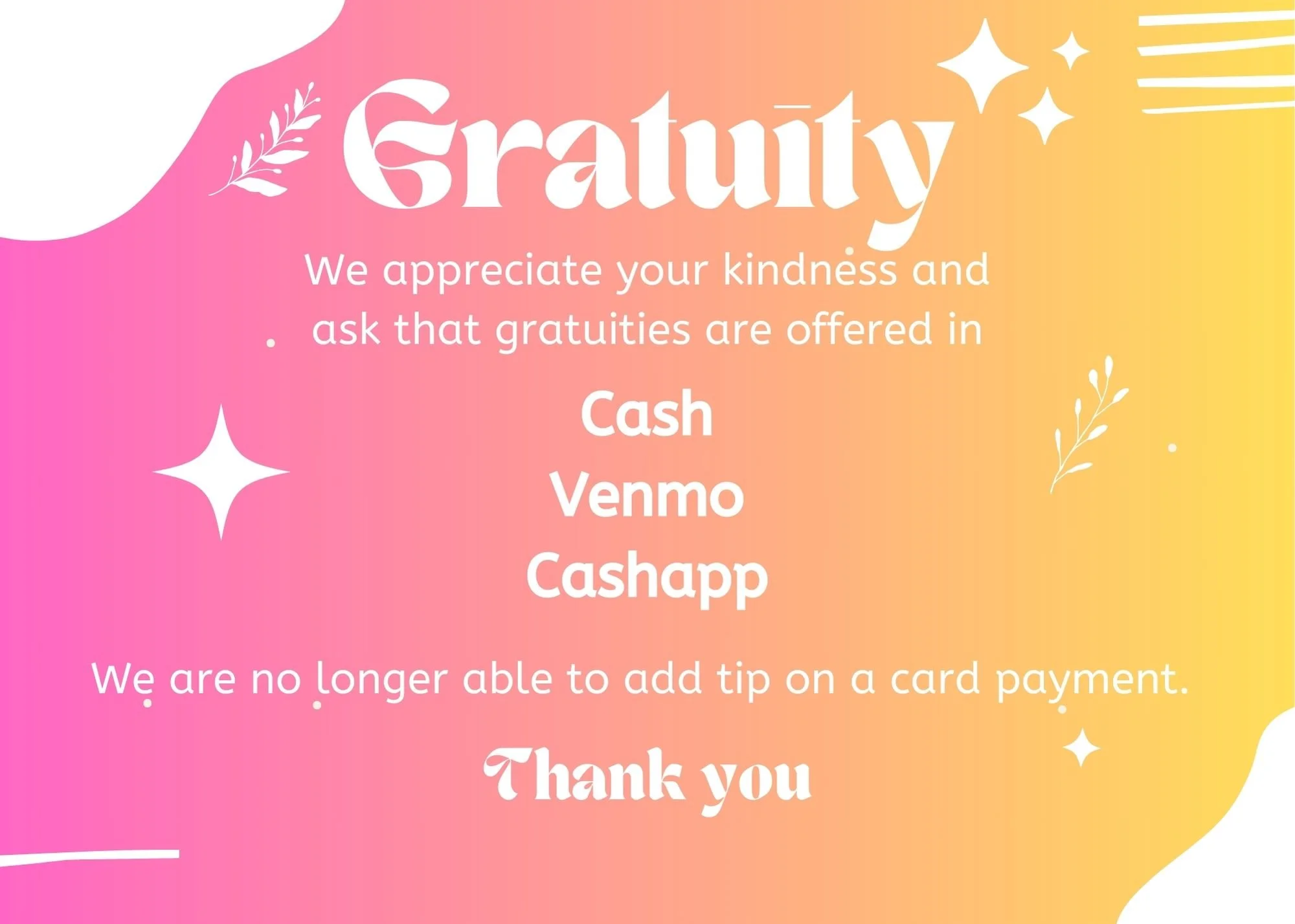 gratuity options at Matthias Ryan Hair Studio in Skippack, PA