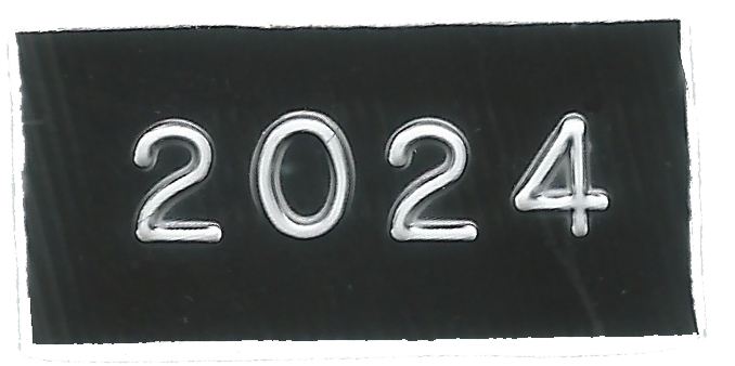 Embossed tape reading “2024”.