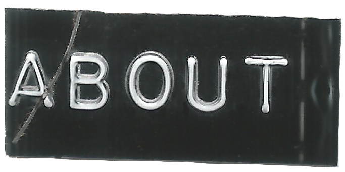 Embossed tape reading “ABOUT”.