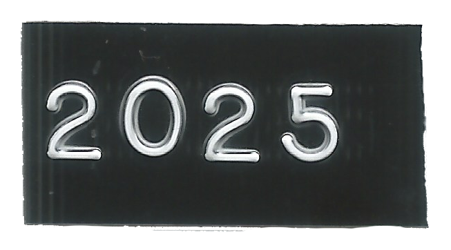Embossed tape reading “2025”.