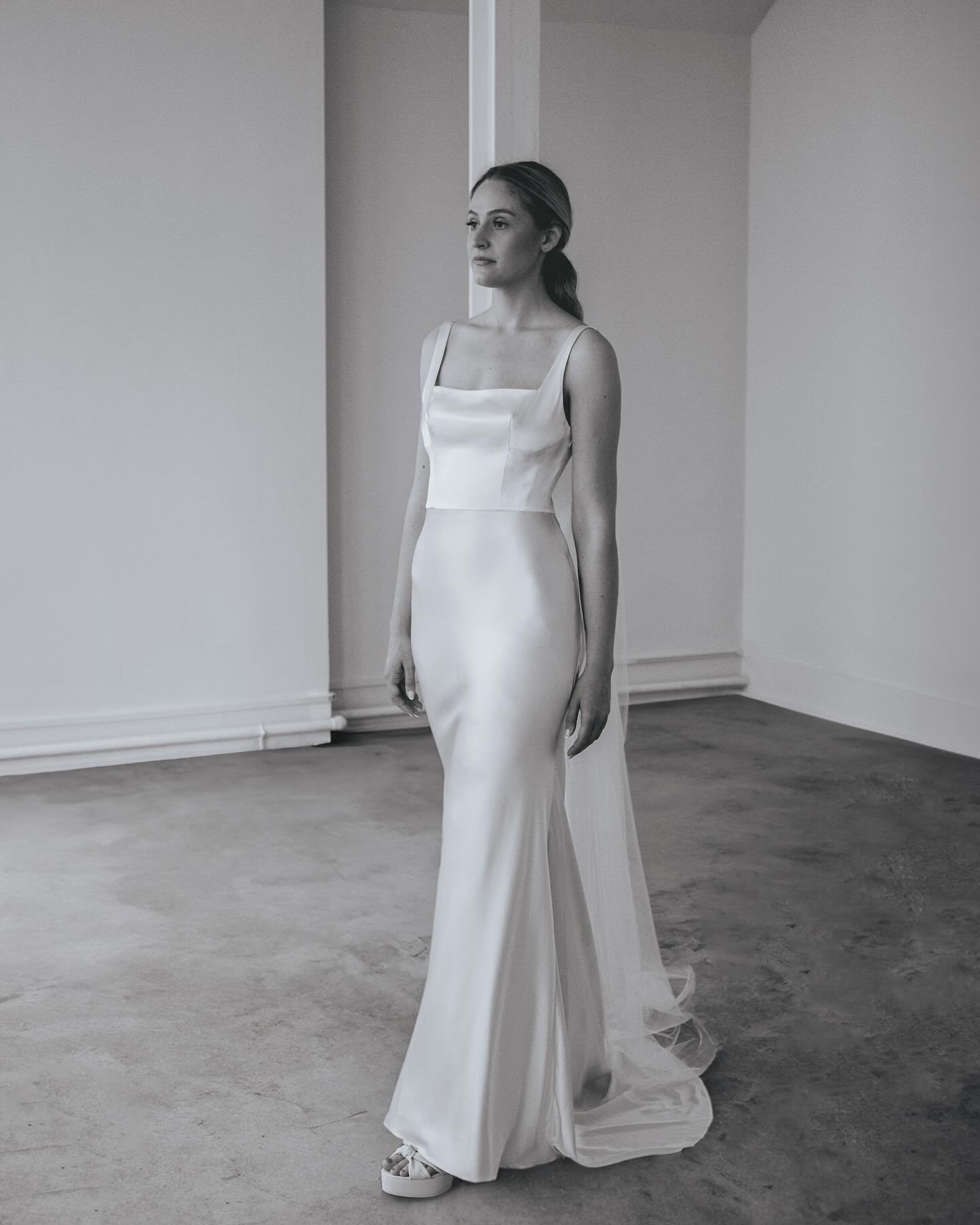 Clara dress appreciation &hearts;️ 
Liquid luxury silk&mdash;satin | a flattering structured bodice | modern square neckline | bias cut skirt ~ and effortlessly paired with the beautiful Emmie, a sheer silk organza top for 𝘛𝘞𝘖 bridal looks. Both p