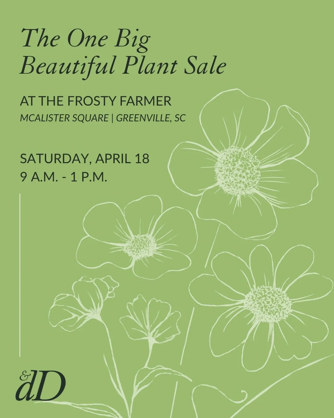 We&rsquo;re headed to market! 🌿

Join us at the Big Beautiful Plant Sale during the final Frosty Farmer Market of the season!

📍 McAlister Square
🗓 April 18
⏰ 9 a.m. &ndash; 1 p.m.

Come shop all the plant goodness and add some green for spring. W