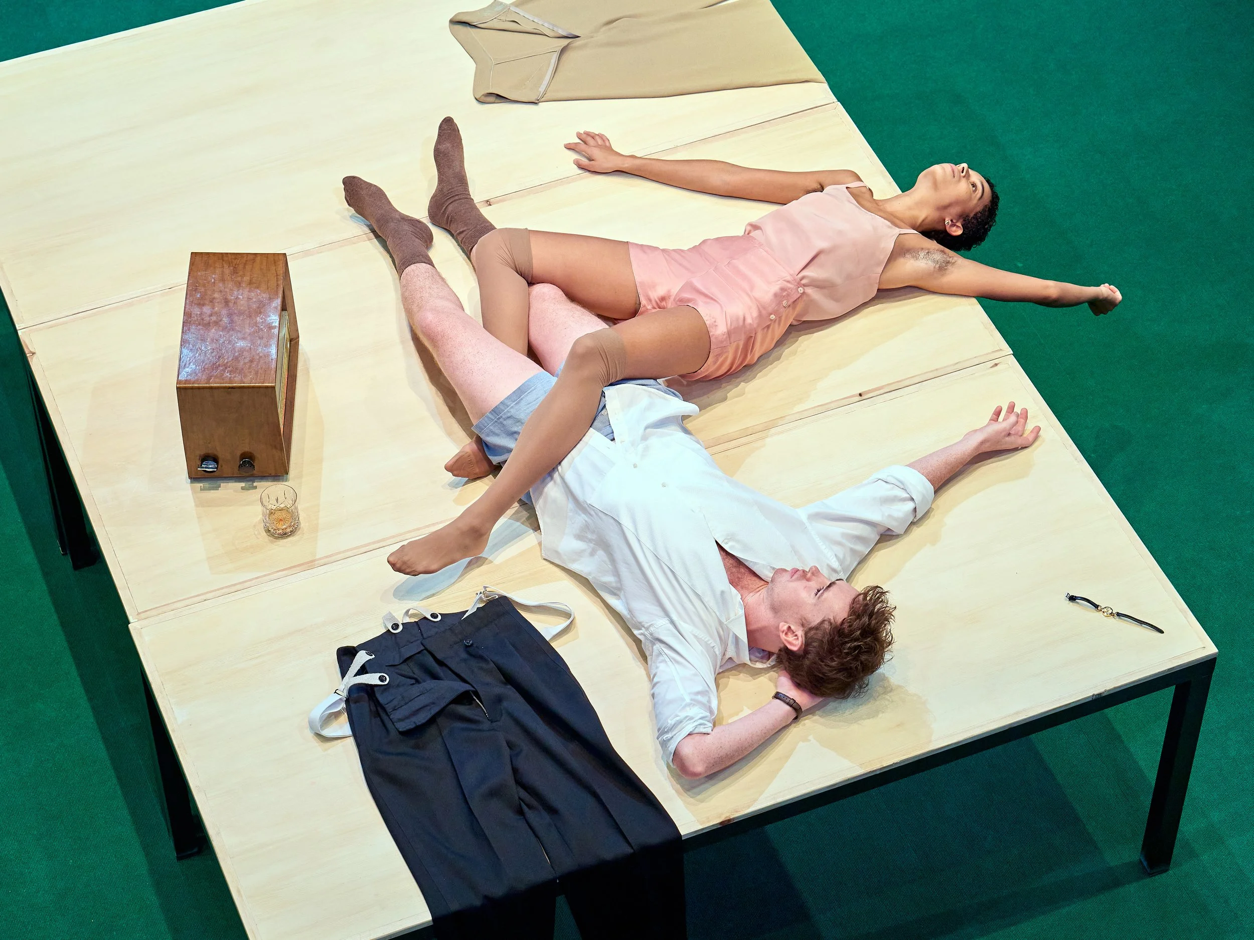 Phoebe Campbell (Carol Penn) and Laurie Kynaston (Basil Anthony) in Man and Boy at the National Theatre (c) Manuel Harlan 0002.jpg