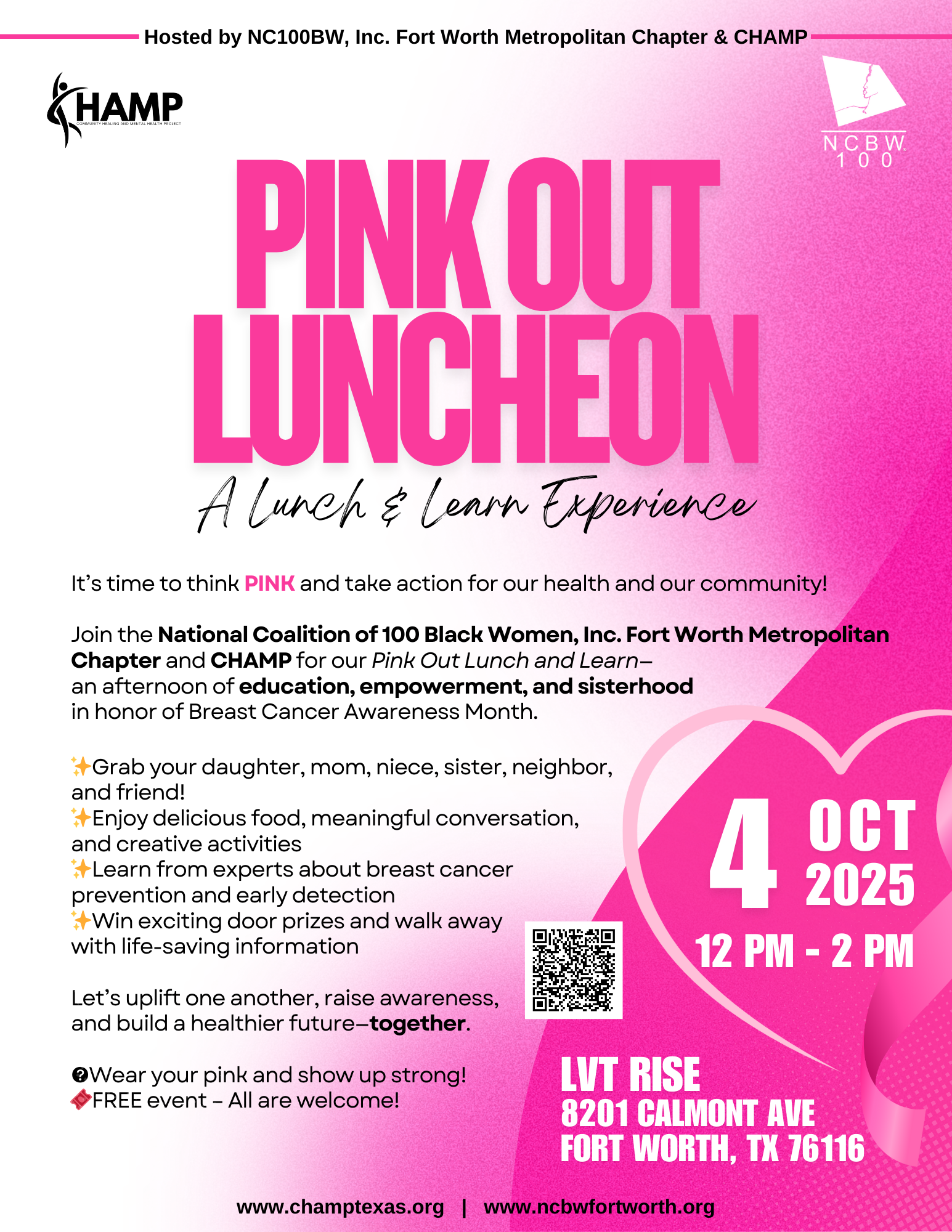 Breast Cancer Awareness: Pink Out Lunch & Learn — National Coalition of ...