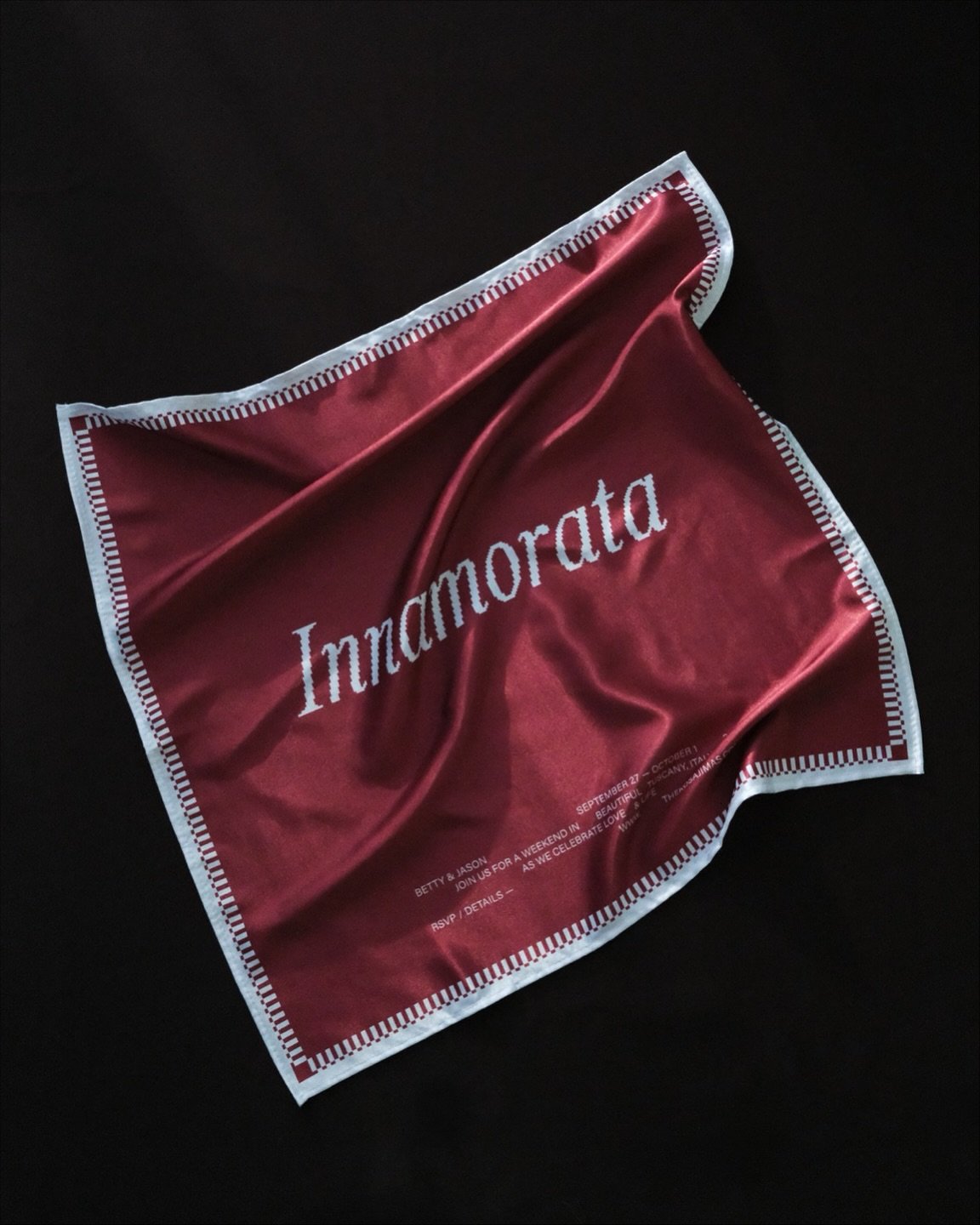 Invitations you actually want to keep 👀

Designed as part of a dreamy editorial shoot in Tuscany, Italy, this four-piece silk scarf collection blurs the line between fashion and stationery, reimagining what an invitation could be.
Something that inv