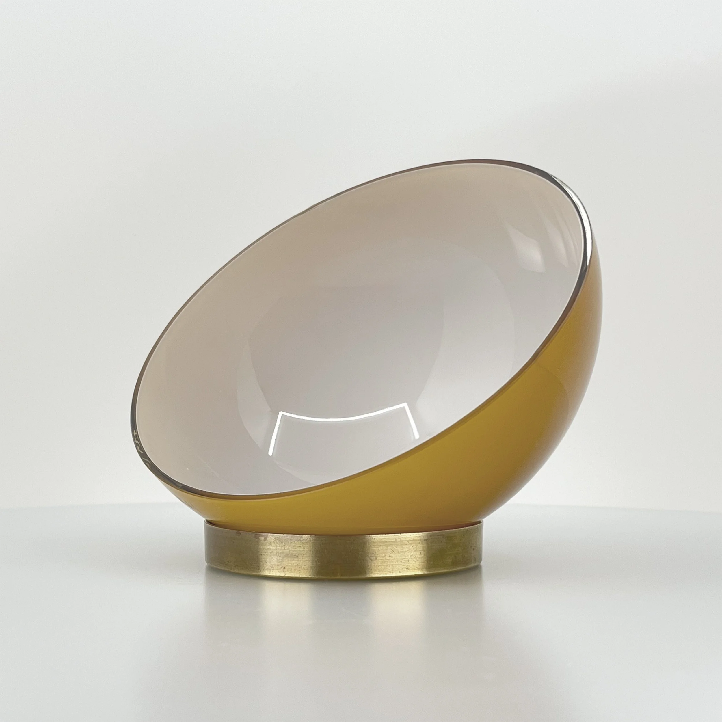 Olive Brown over Opal White layered glass colorway sample by Neptune Glassworks.