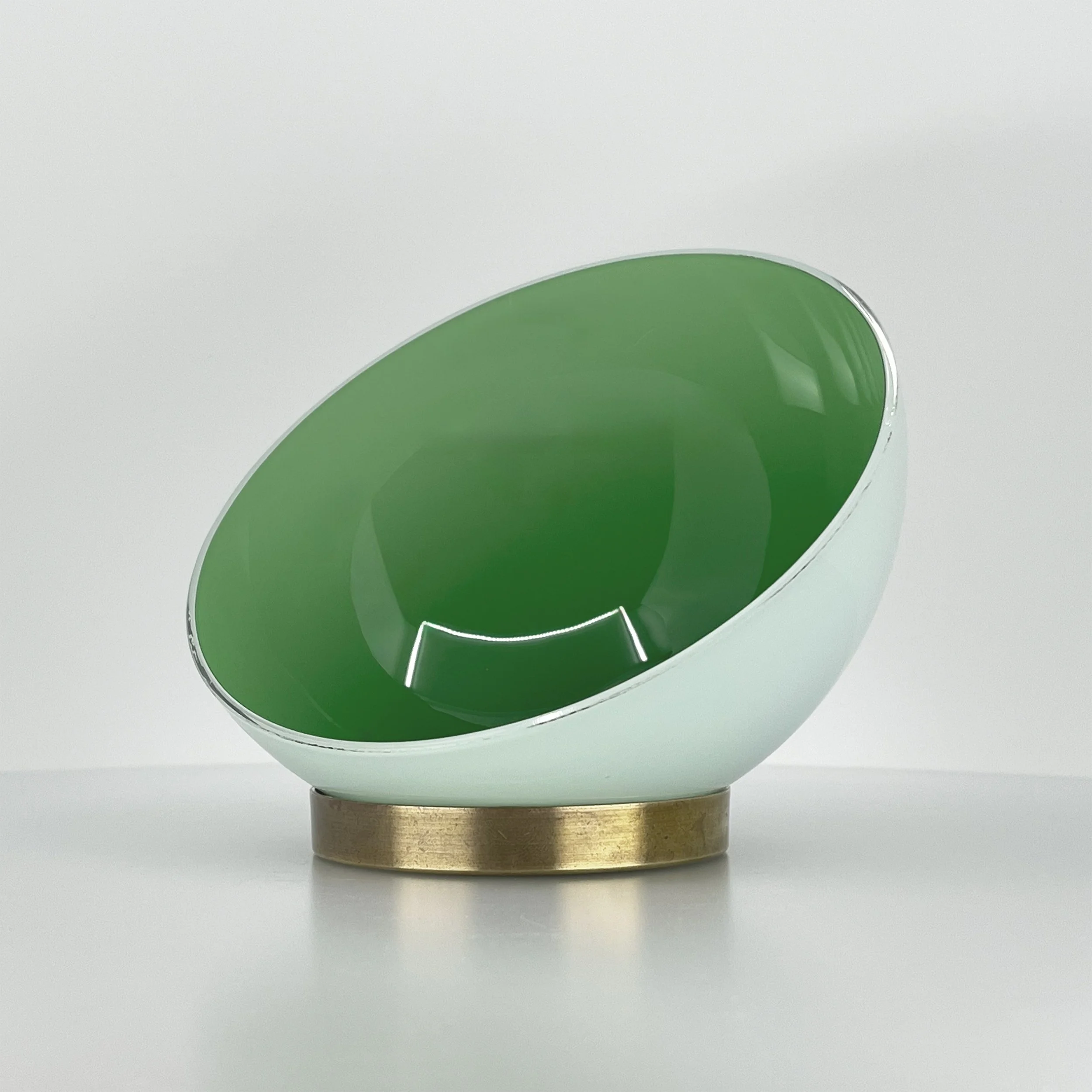 White over Bristol Green layered glass colorway sample by Neptune Glassworks.