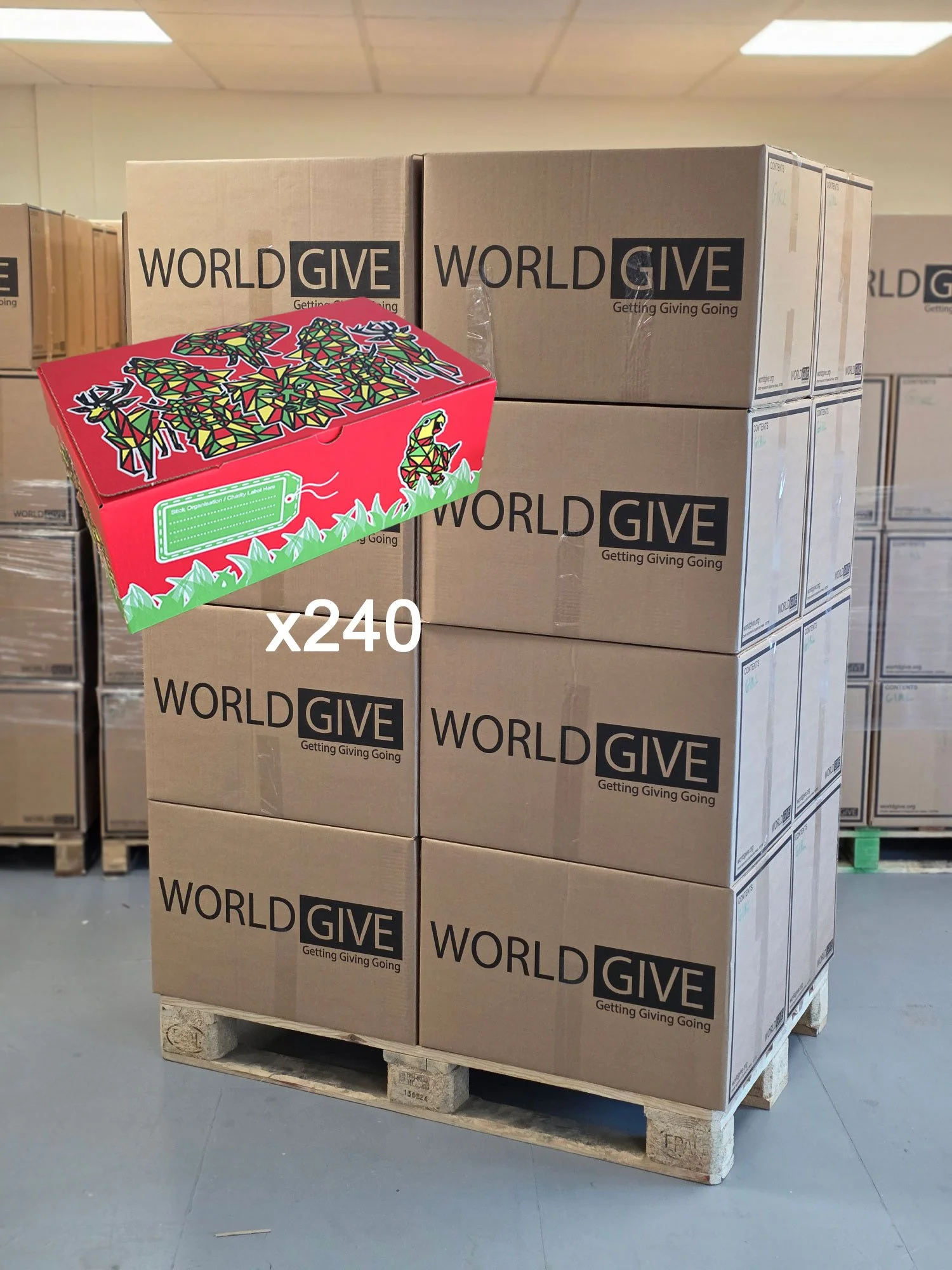 240 Gift Box kit on a Pallet