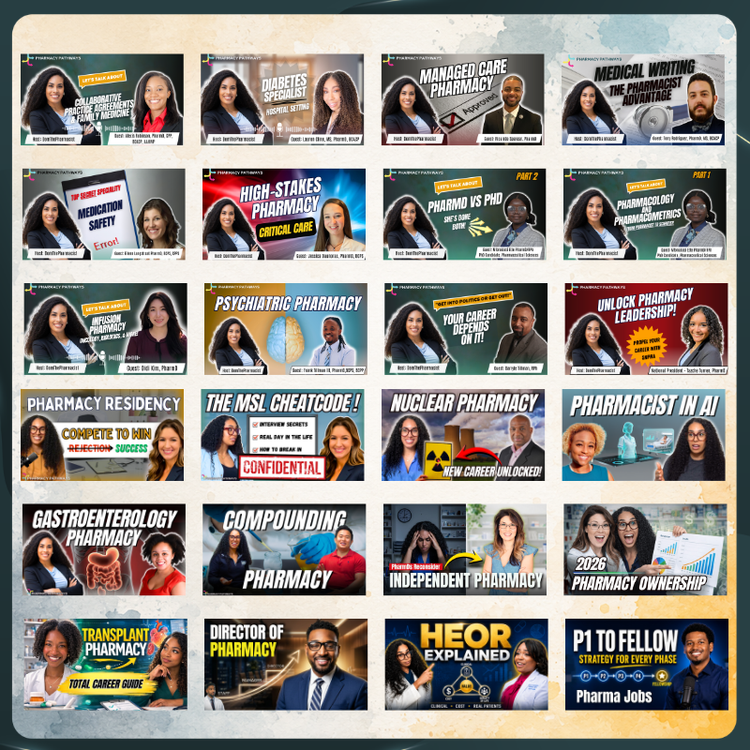 Grid of Pharmacy Pathways episode thumbnails