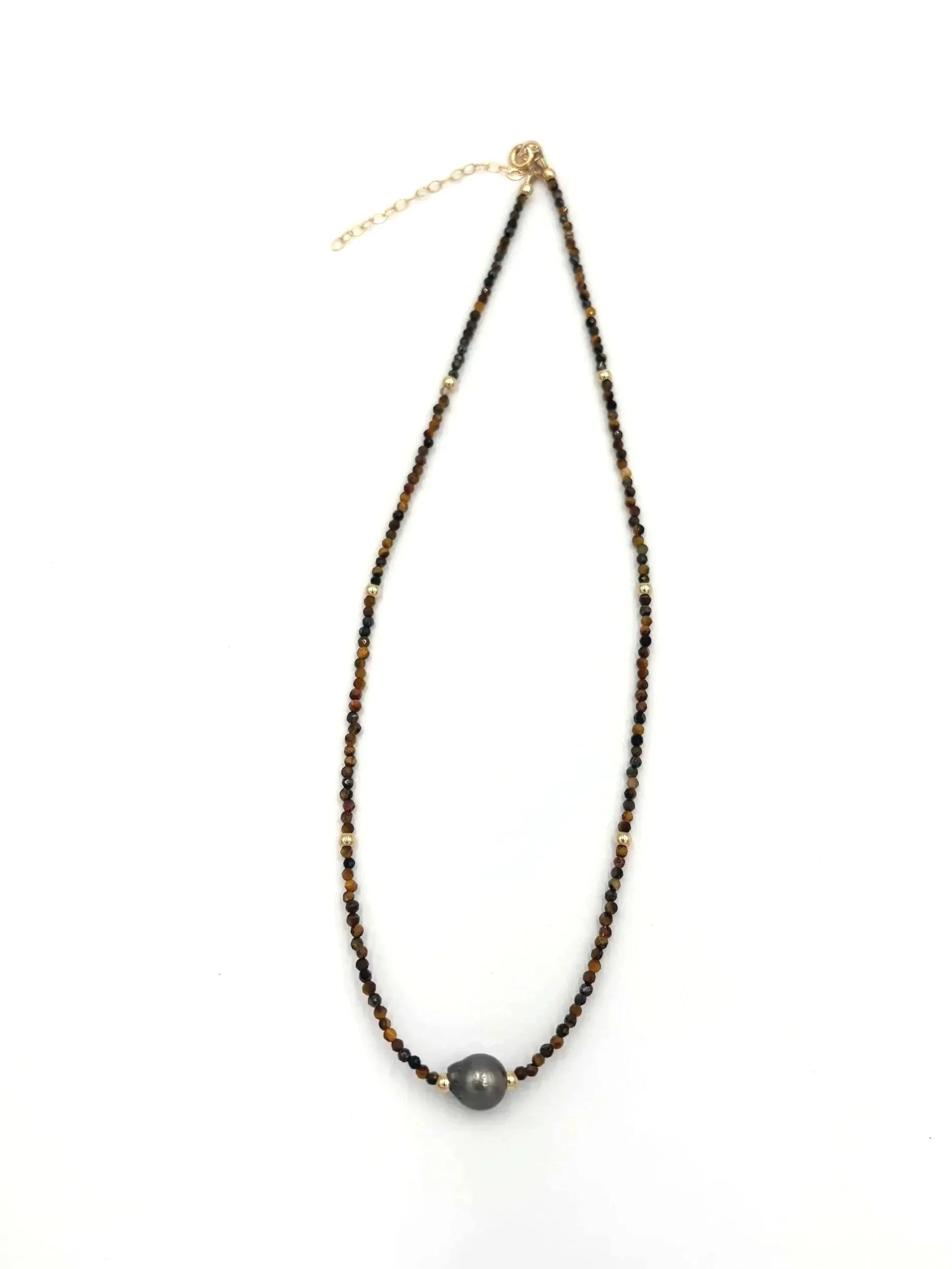 Tahitian Pearl & Tiger's Eye Necklace