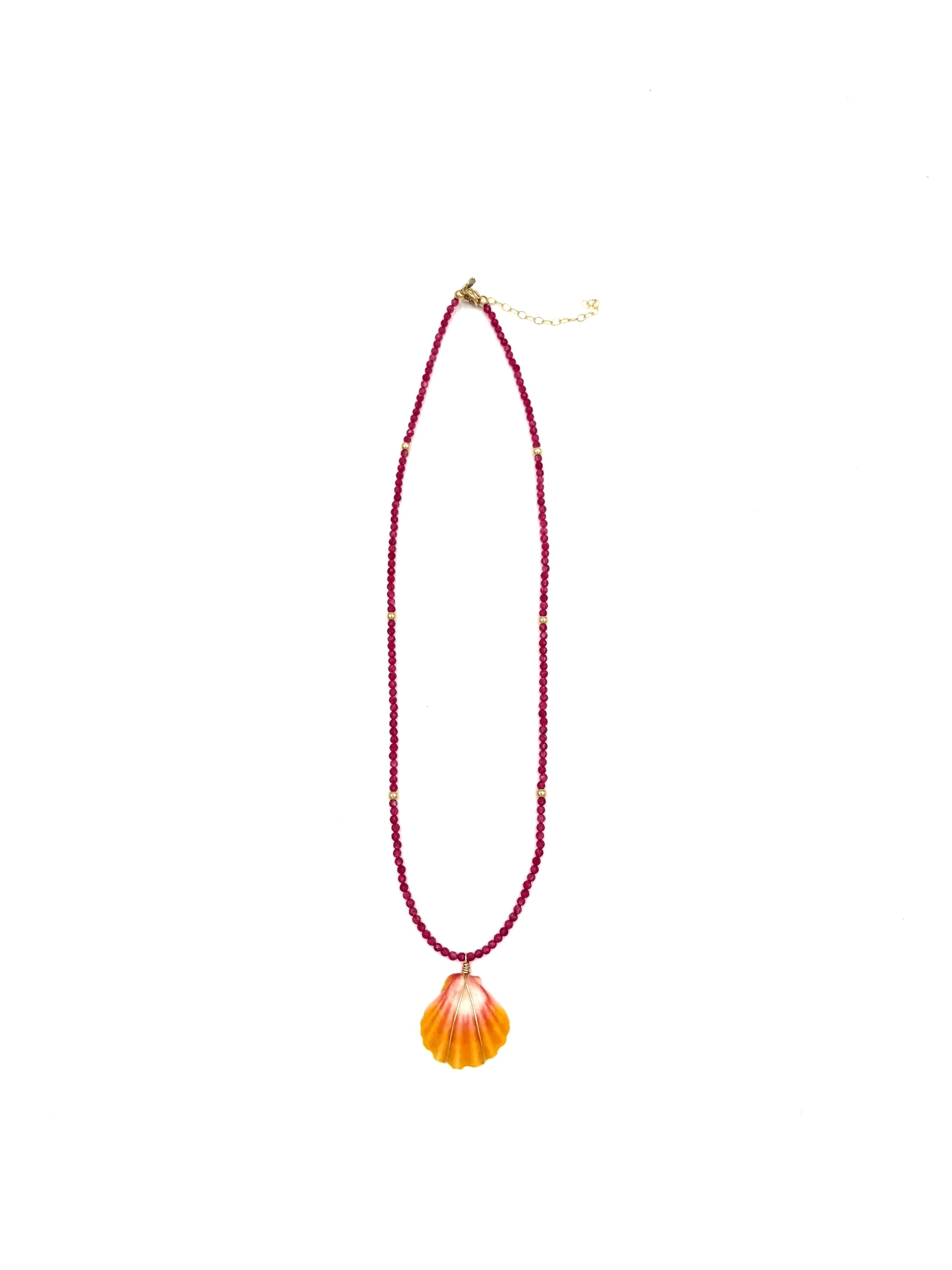 Sunrise Shell & Pink Agate Necklace