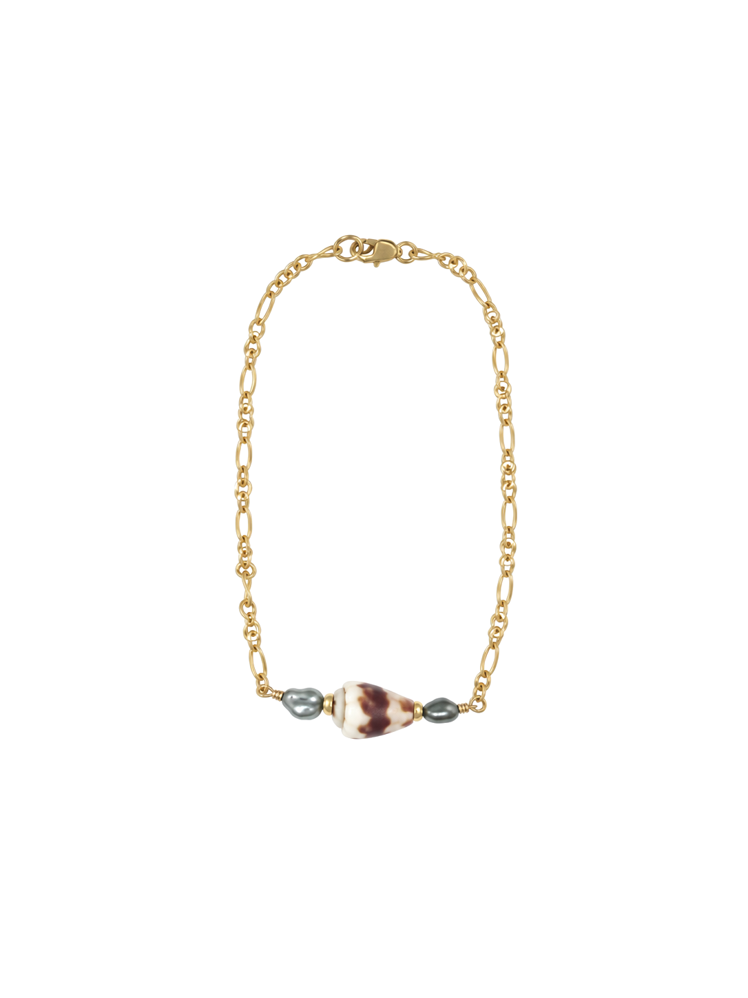 Leilani Bracelet — Tahitian Keshi + Soldier Cone