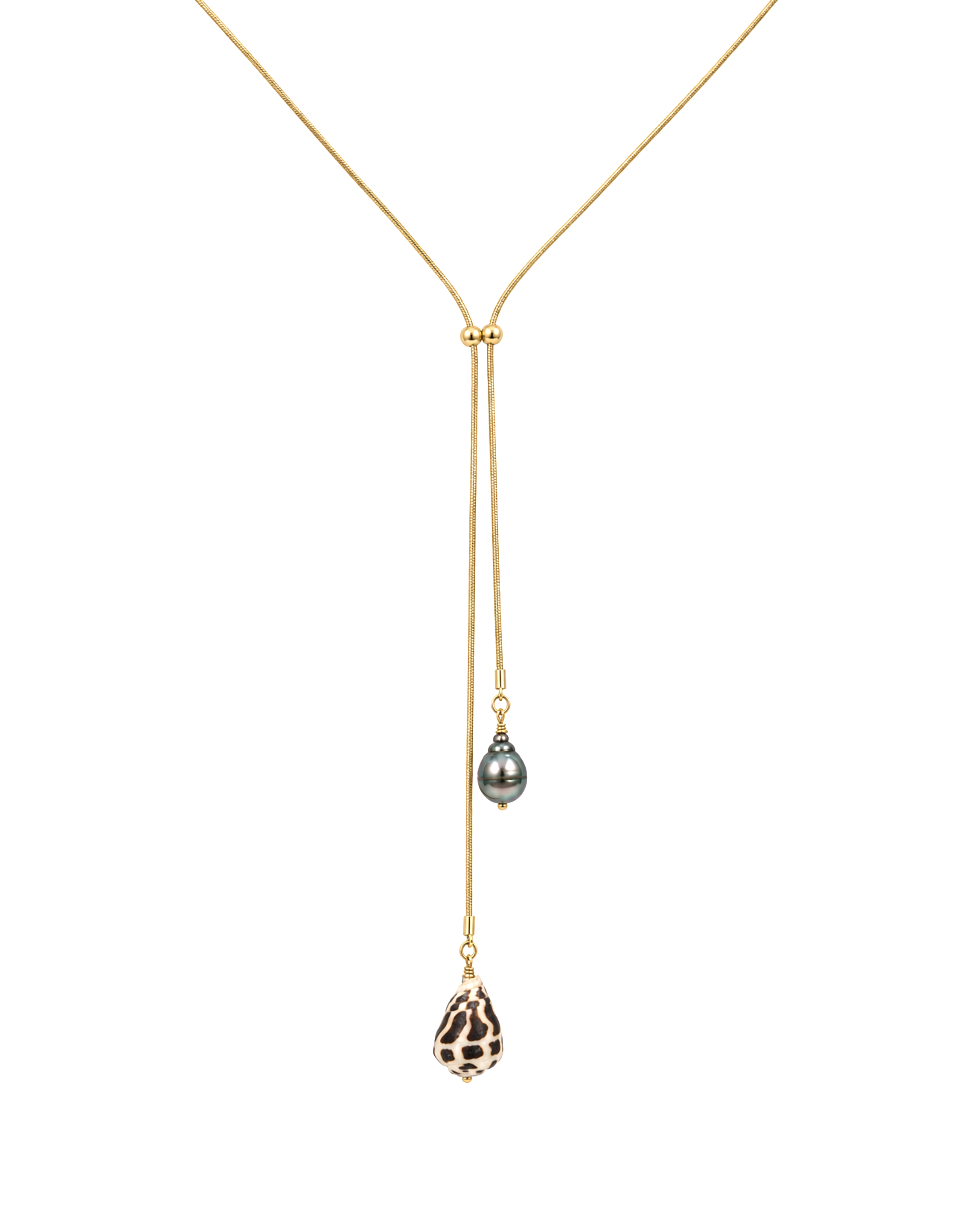 Bolo Lariat Necklace — Hebrew Cone + Tahitian Pearl