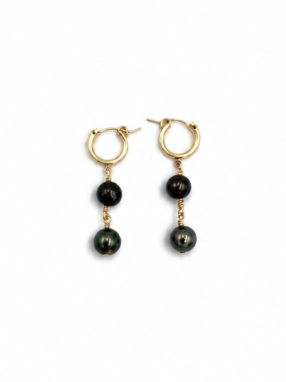 Double Tahitian Pearl Huggies