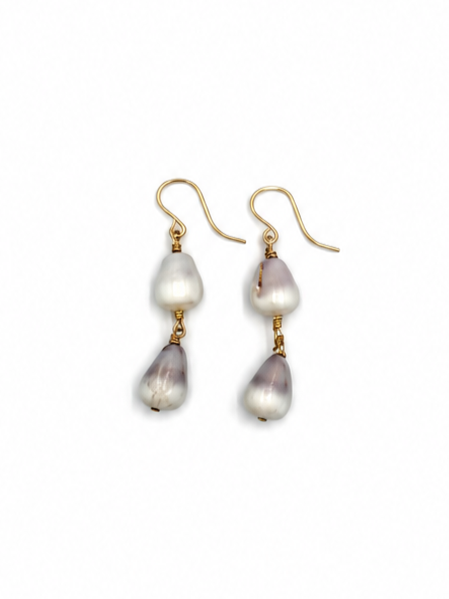 Double Mini White Cone Earrings
