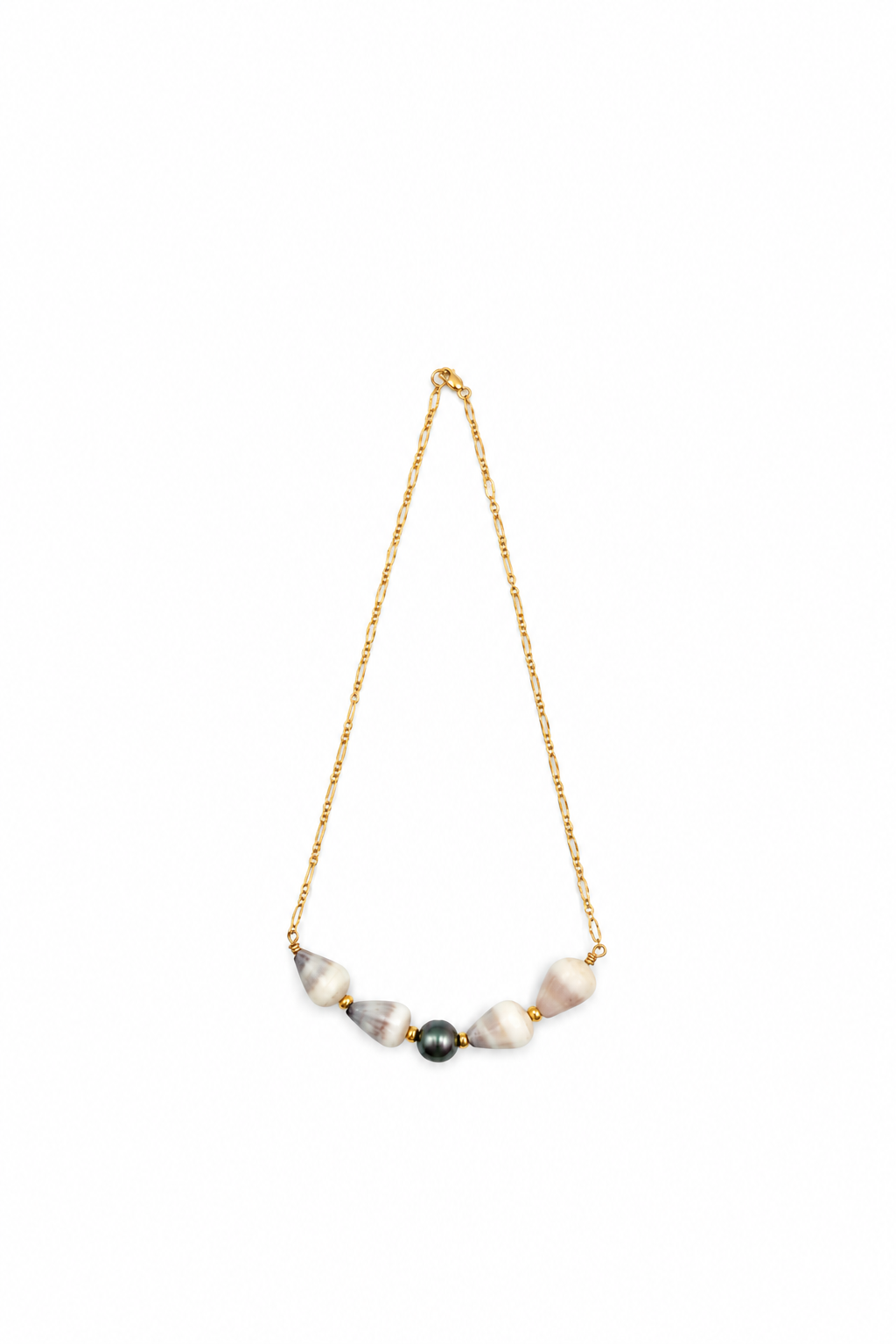 Leilani Necklace — Tahitian Pearl + Tumbled Cones