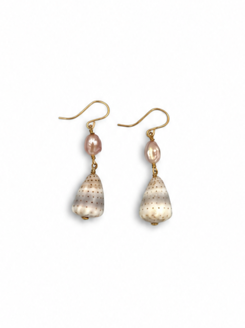 Abbreviated Cones + Pink Keshi Earrings