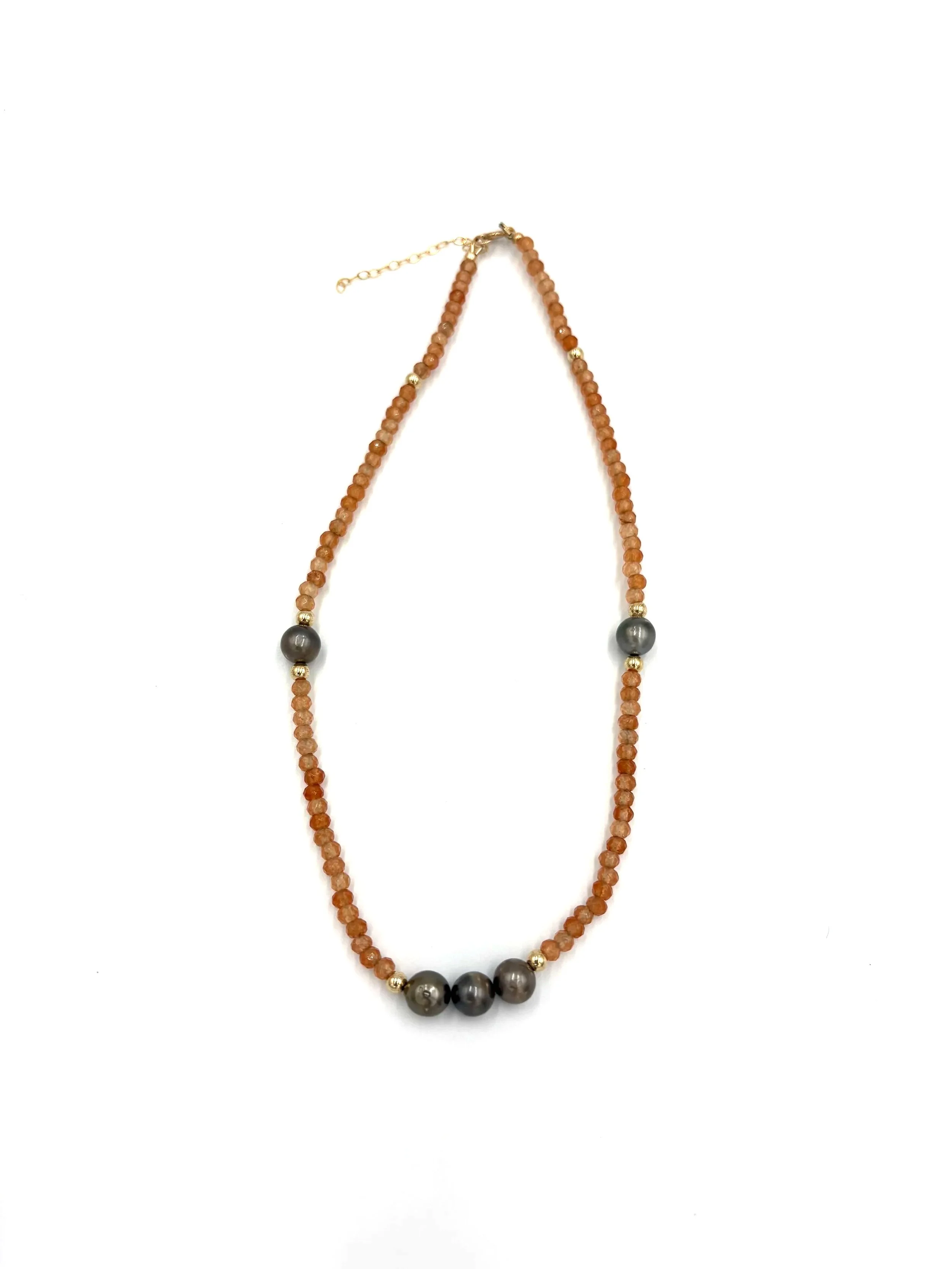 5 Tahitian Pearl & Orange Aventurine Necklace