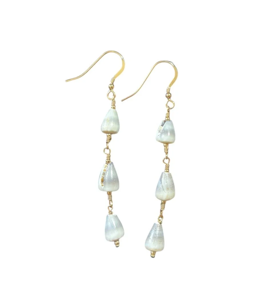 Triple Shell Earrings on 14K GF