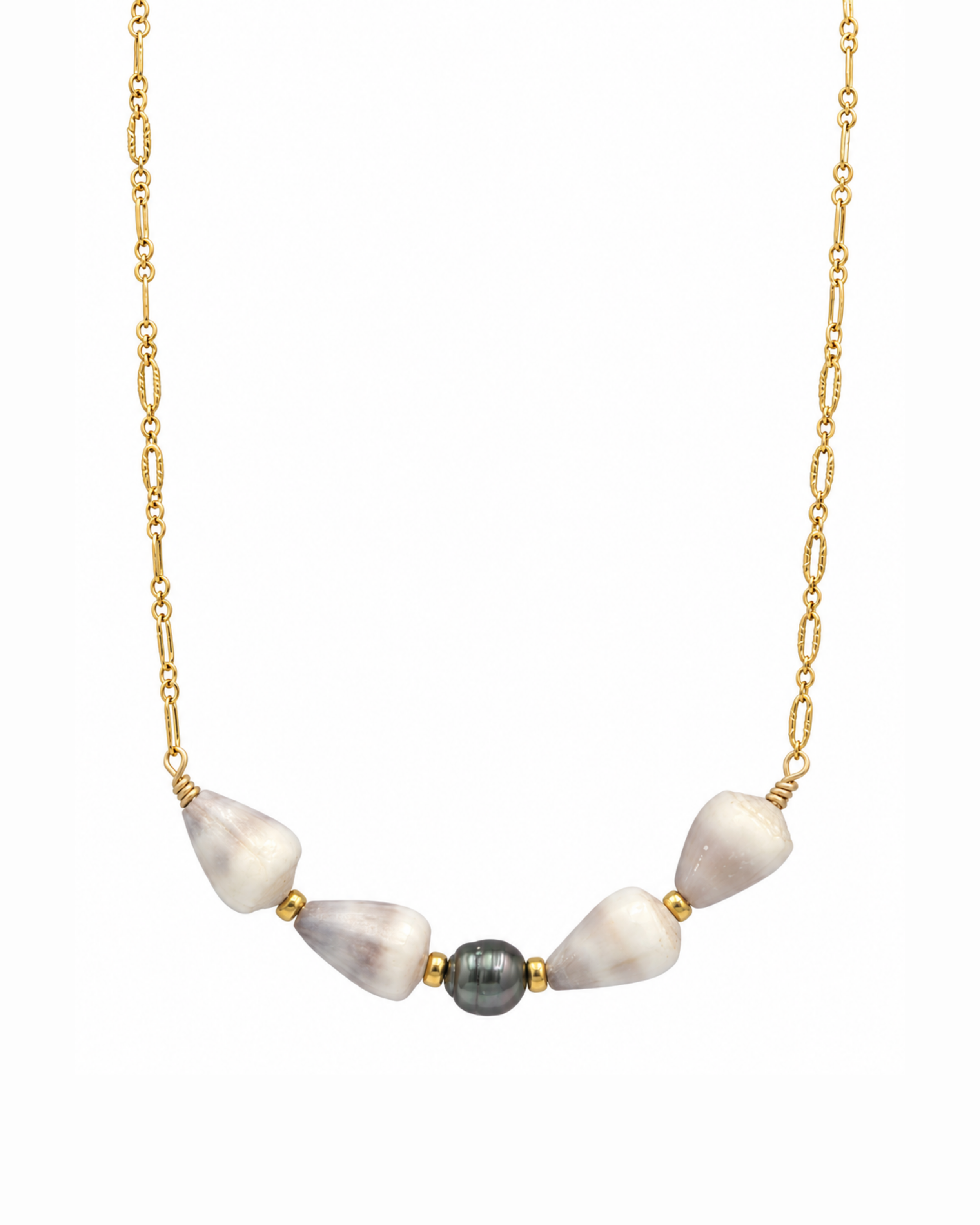 Leilani Necklace — Tahitian Pearl + Tumbled Cones