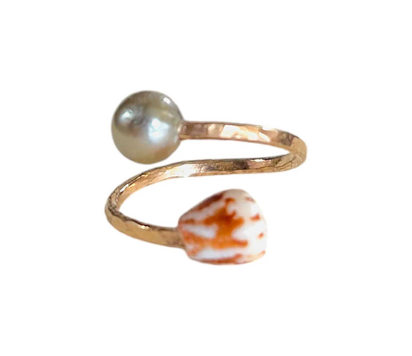 Spiral Ring (Tahitian Pearl & Dwarf Cone)