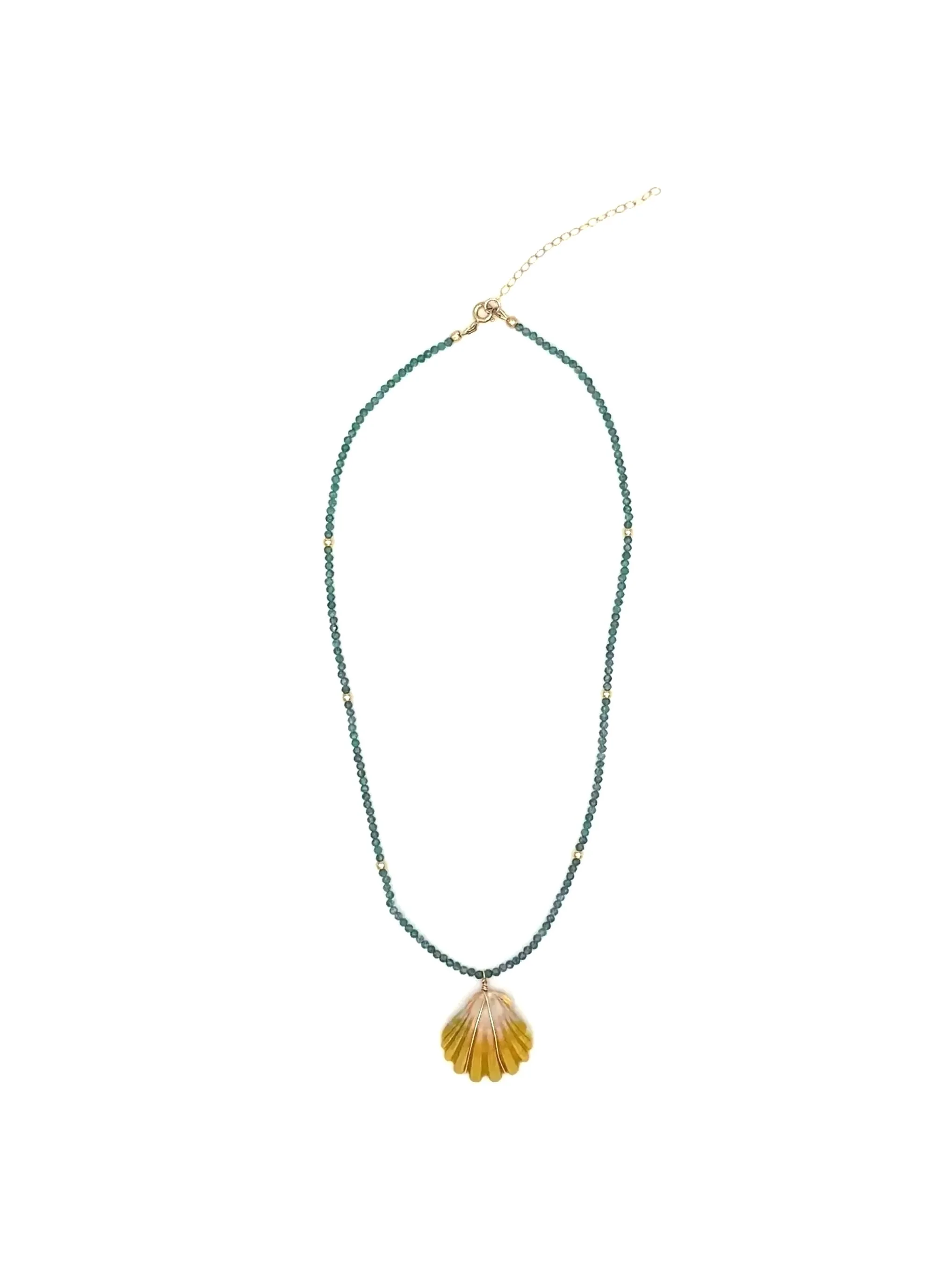 Sunrise Shell & Green Agate Necklace
