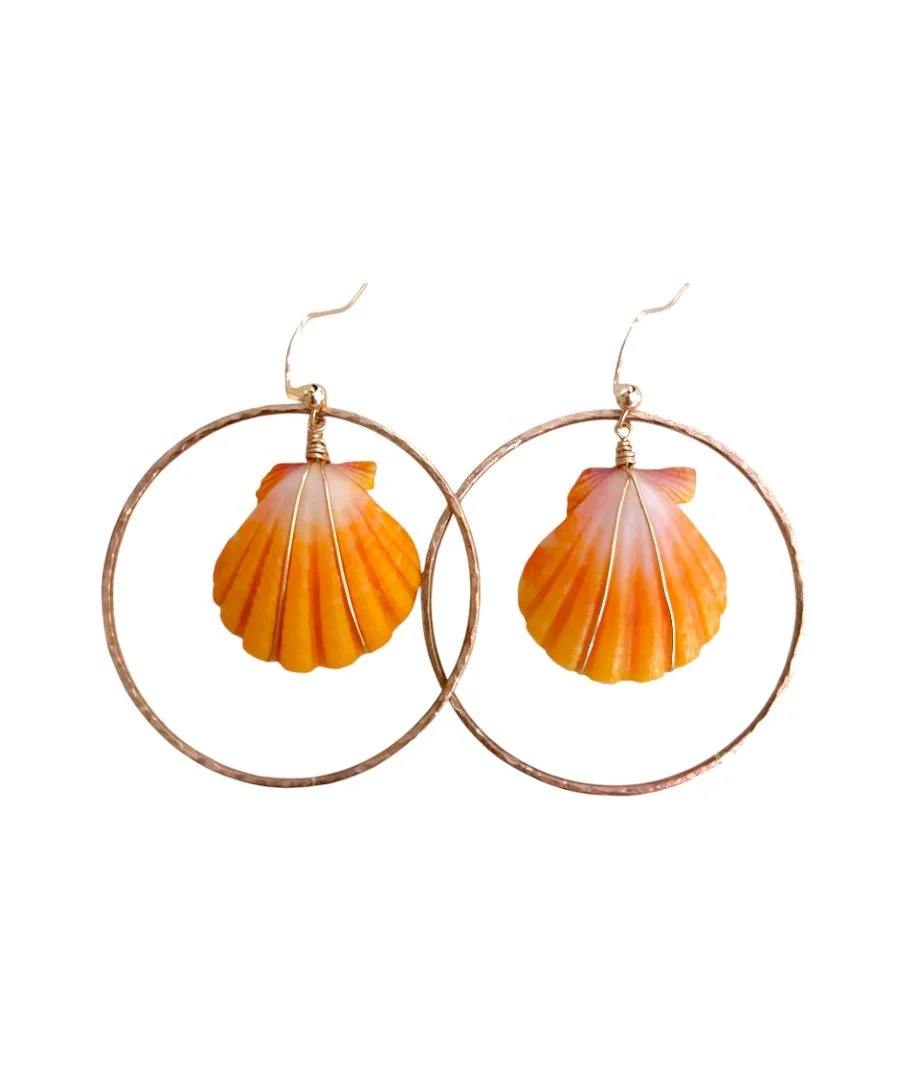 Sunrise Shell Hoop Earrings