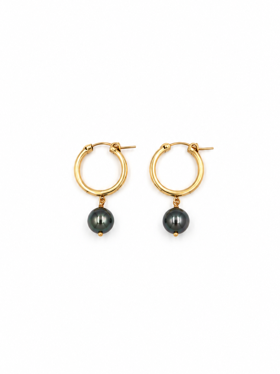 Single Tahitian Pearl Huggies — Large