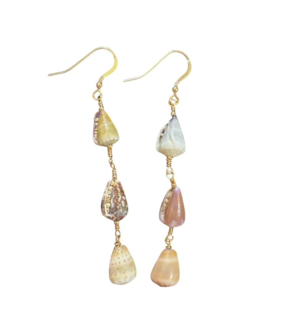 Triple Shell Earrings on 14K GF