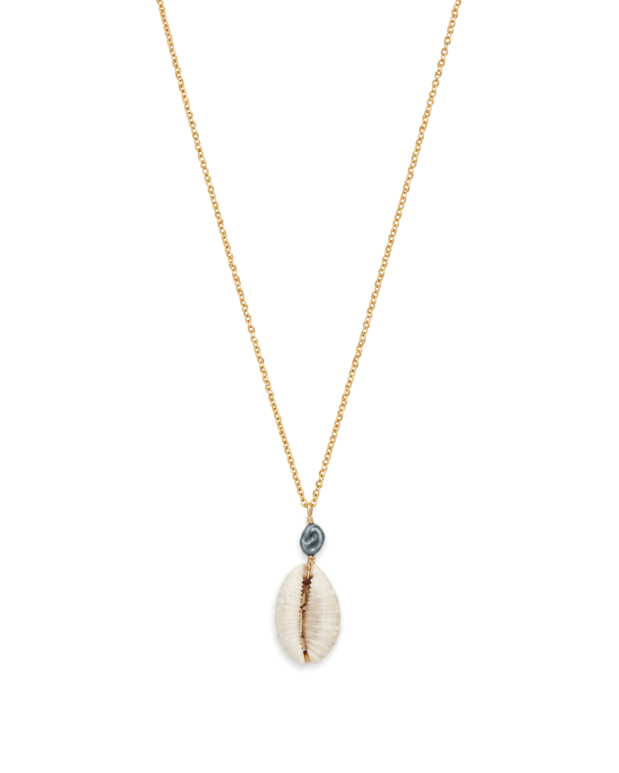 Granulated Cowry + Tahitian Keshi Necklace