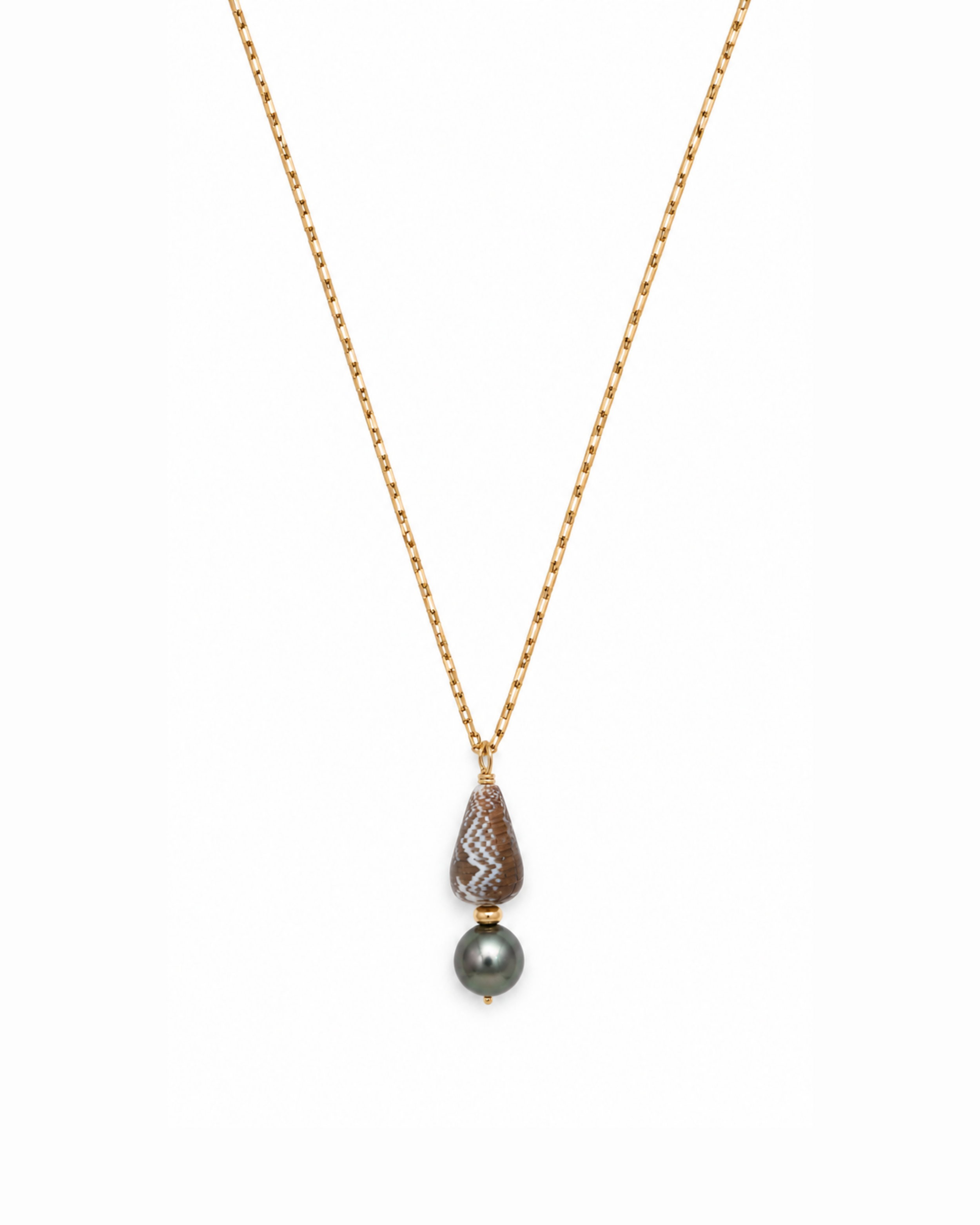 Malia Drop Necklace — Cat Cone + Tahitian Pearl