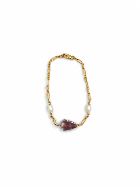 Cove Bracelet — Rat Cone + White Keshi