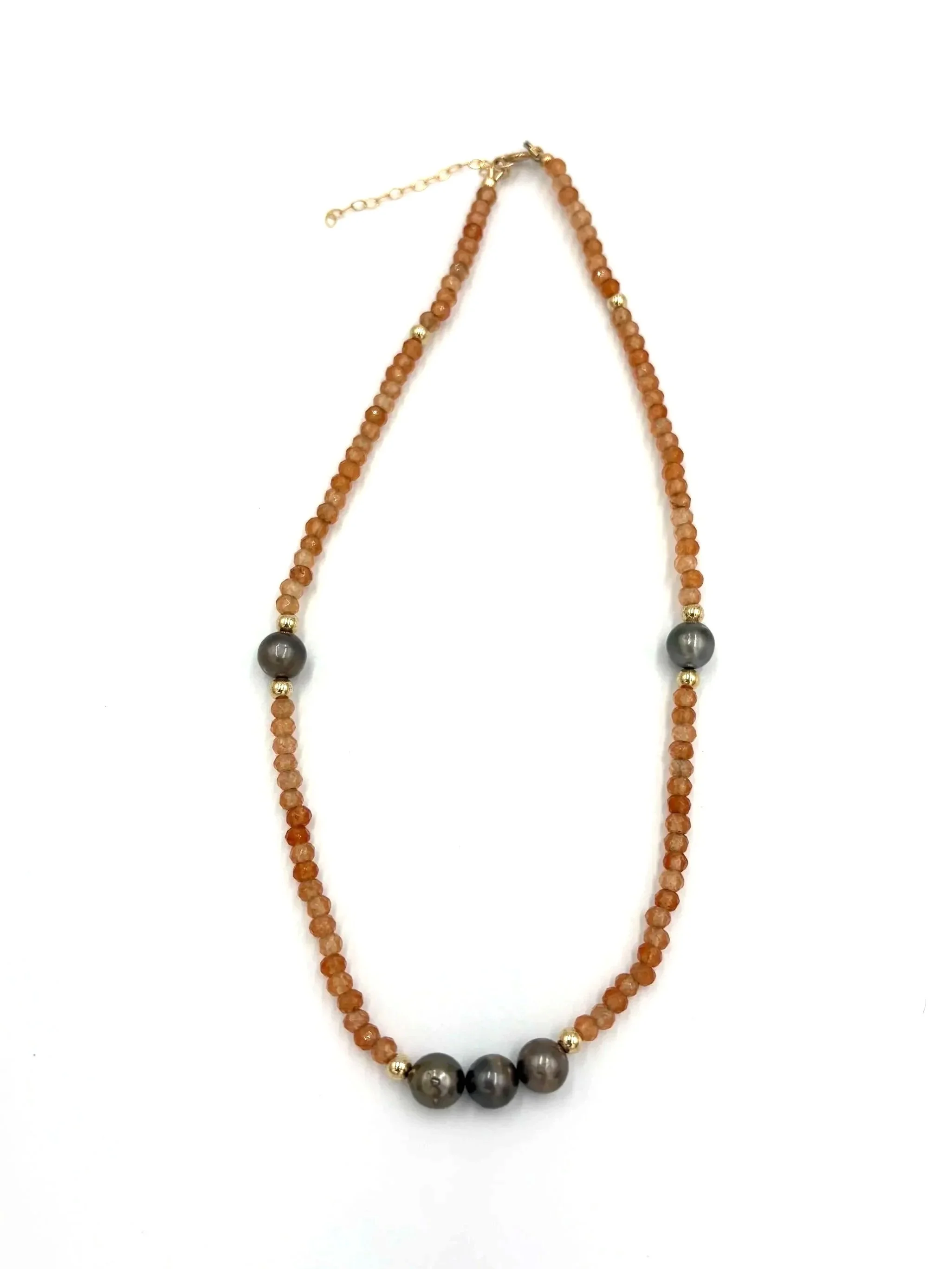 5 Tahitian Pearl & Orange Aventurine Necklace