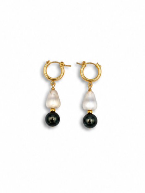 Malia Drop Earrings — Tumbled Cones + Tahitian Pearls